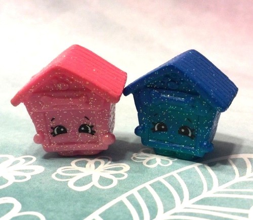 Shopkins Season 4 Ultra Rare Puppy House Pup-E set Blue and Pink