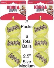 KONG AirDog Tennis Balls - 2 3 Pack Set Squeaker Dog Toy SQUEAKAIR 2.5  Medium