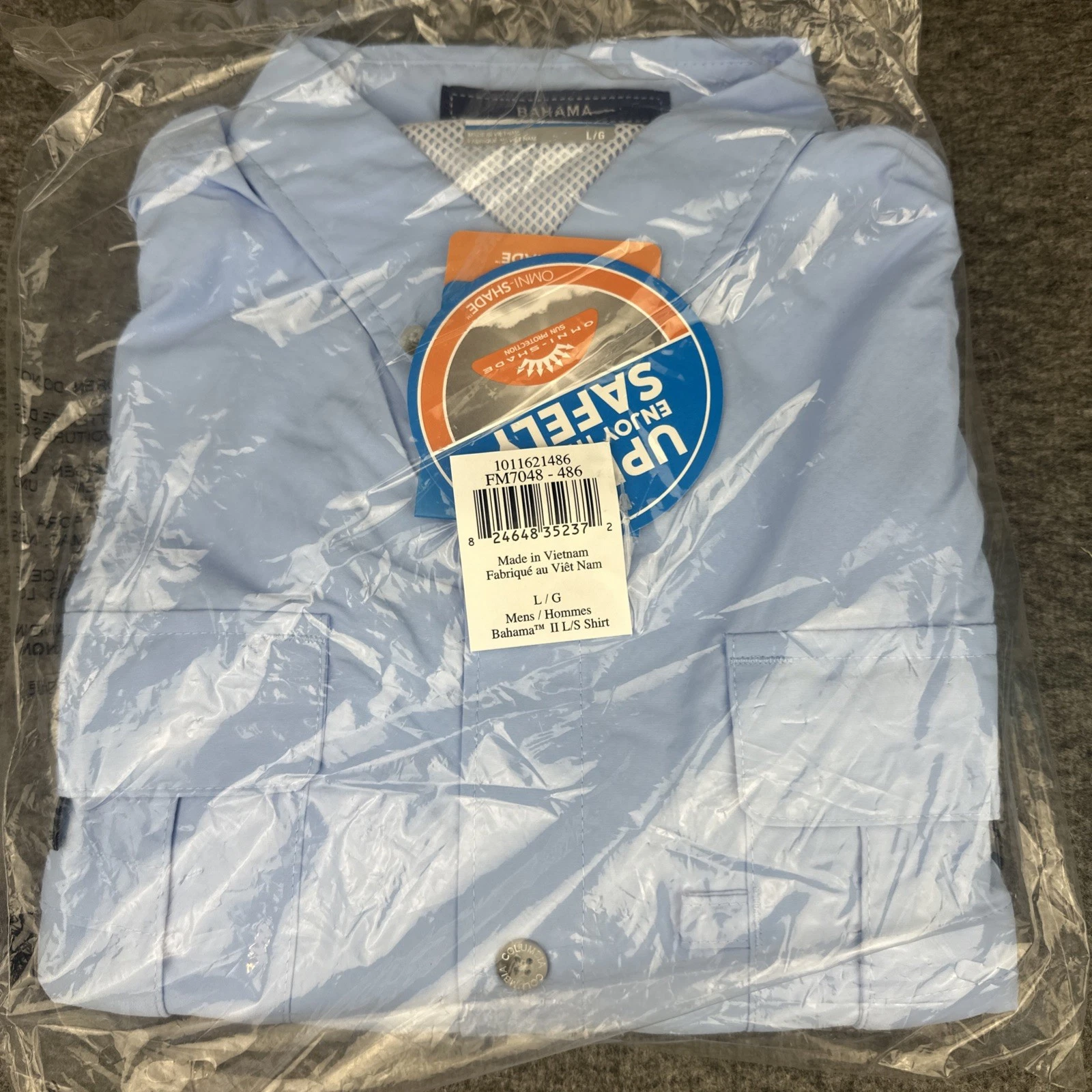 Columbia PFG Bahama II Long Sleeve Shirt 212463 LARGE UPF 50 Fishing Light Blue
Opens in a new windo