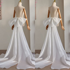 Organza Wedding Bow Train Long Brides Wraps Chapel Bridal Cloak Pin Accessories