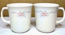 Corelle English Breakfast Mugs Set Of 2 Floral Corning Ware USA Cups Vintage