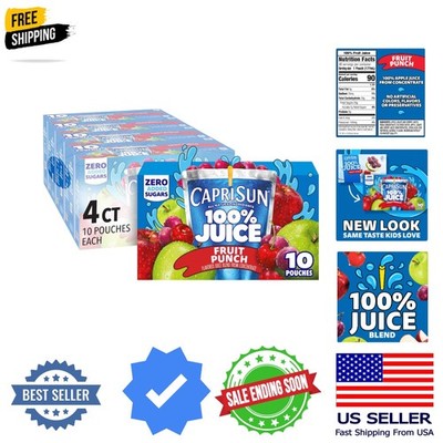 100% Juice Fruit Punch Naturally Flavored Juice Blend, 40 ct Pack, 4 Boxes of...