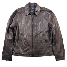 Polo Ralph Lauren Lamb Leather Jacket Mens XL Brown Lightweight Bi-Swing Pony