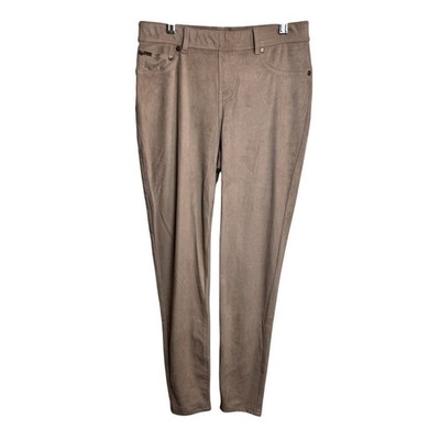 DG2 Diane Gilman Faux Suede Leggings Skinny Pants Tan Taupe S