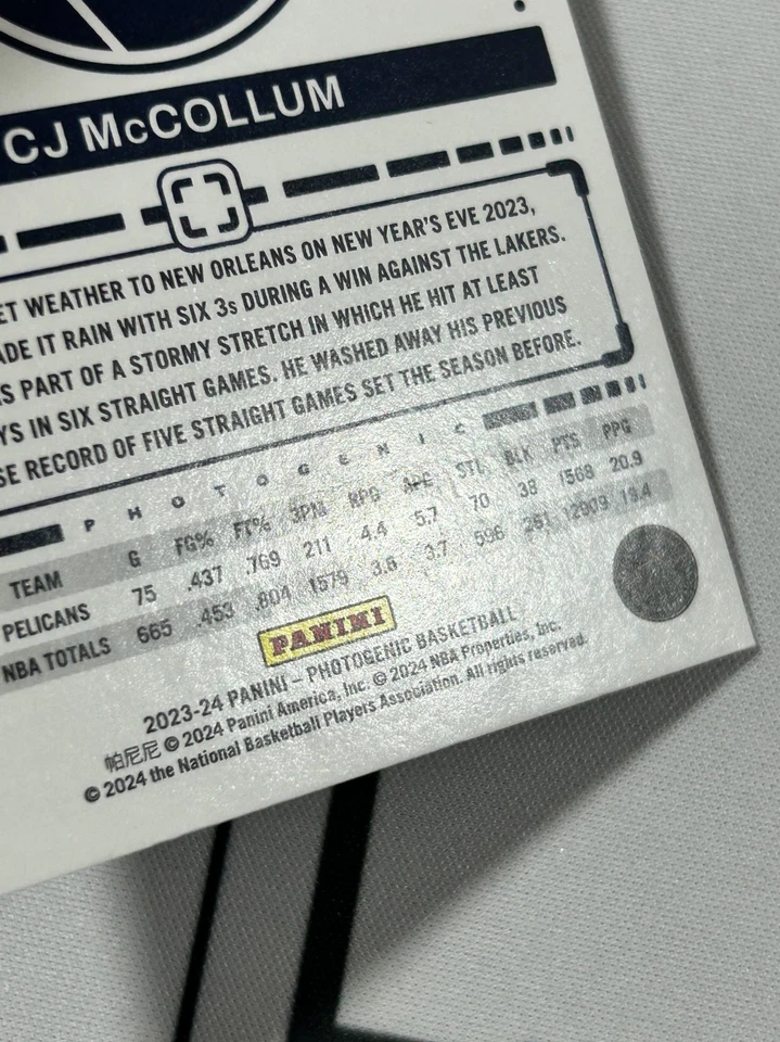 FocusCJ MCCOLLUM 2023-24 Panini Photogenic Basketball #47 Wedges 6/49 丶 - Image 3 of 3