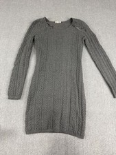 Matty M Womens Gray Cable Knit Long Sleeve Sweater Dress Small