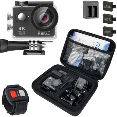 REMALI CaptureCam 4K60FPS Waterproof Action Camera 21-Piece Complete Kit and 3