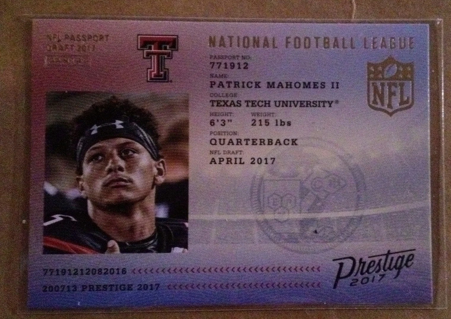 2017 Panini Prestige - Nfl Passport Patrick Mahomes II #5 (RC)