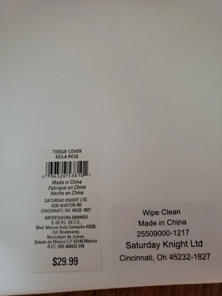 Nova capa de caixa de tecido branco Saturday Knight Keila rosa resina 6x5,5x5,5" - Imagem 2 de 4