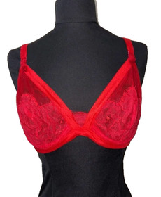 La Perla New Red Lace Lingerie Set 36 C Bra Thong size medium Made in Italy
