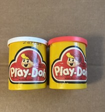 2 Vintage Play-Doh Yellow Can 1984 Kenner General Mills Empty Dough Clay