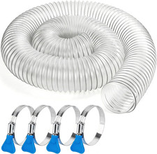 Heavy PVC Dust Collection Hose 4 In x 10 Ft, Reinforced Clear PVC Fume Hose with