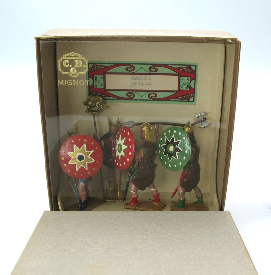 CBG Mignot Gaulois Foot Soldiers Plomo 1950 Nuevo de Lote Antiguo Hecho en Francia 1:32 f Foto 2 de 4