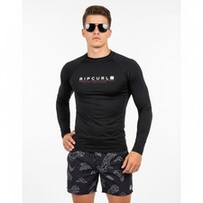 Rip Curl Black Long Sleeve Spell Out Long Sleeve Rash Guard Tee Shirt Top L