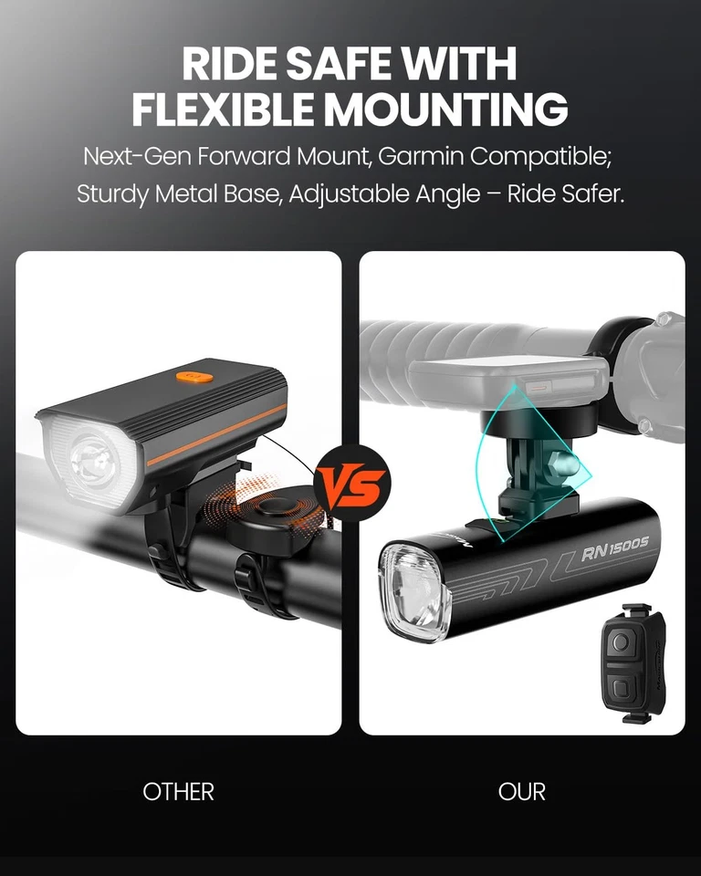 Велосипедный фонарь RN 1500S, велосипедные фонари для ночной езды с нижним креплением,... - Изображение 2 из 4