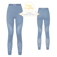 Sporty Logo Net Leggings By Wolford L Tempest Blau Elegante Hose Elastisch Sport