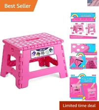 Compact 9-Inch Foldable Step Stool with Handle - Perfect for Kitchen & Garden