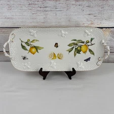 Grace Teaware Lemon Bee Butterfly Tray Fine Porcelain Narrow Platter