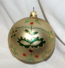 VTG Christopher Radko Tiffany Alpine Flowers Christmas Ornament Gold Glitter 4"