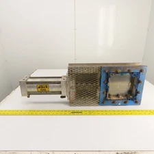 Salina Vortex S07 7 x 7" Flanged Stainless Slide Gate Valve Air Cylinder Powered