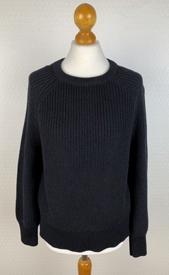 TOM TAILOR Denim Damen Gr. L 40 Strickpullover schwarz Feinstrick Pullover  002