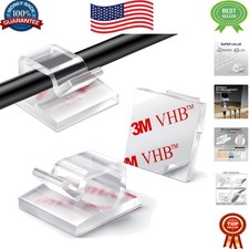 100PCS Clear Adhesive Cable Clips for Ultimate Organization - Small  Strong