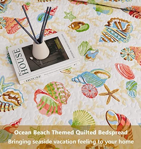 Beach Quilts Set King Size Ocean Bedspread Lightweight Coastal Quilt - Picture 4 of 6