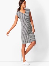 Talbots Black & White Chevron Striped Terry Shift Dress Size XL Spring Summer