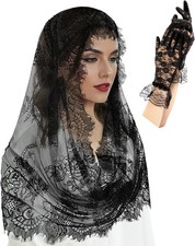 2 Pcs Lace Veil Church Mantilla Catholic Bridal Wedding Veils Black