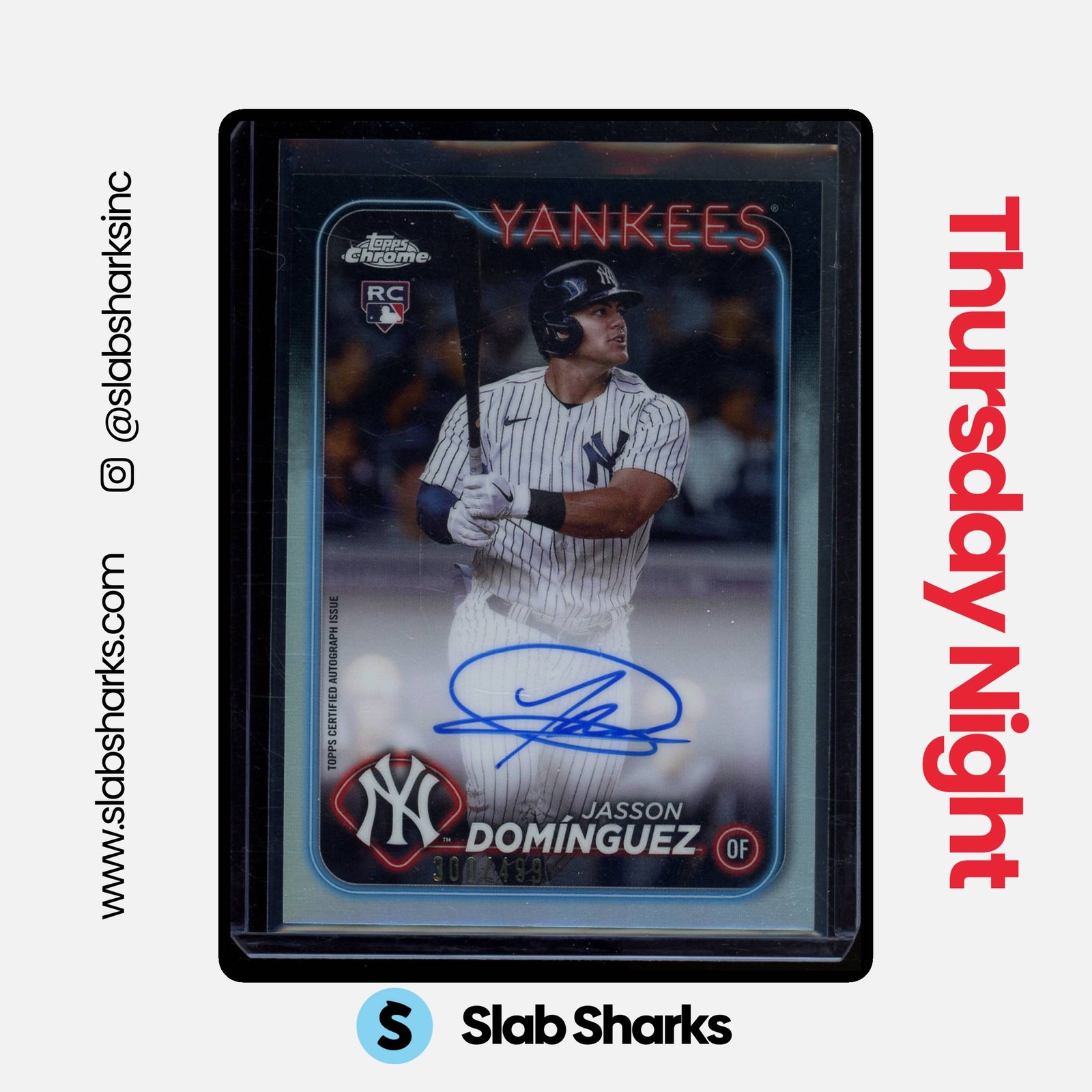 2024 TOPPS CHROME #RA-JDZ JASSON DOMINGUEZ AUTO REFRACTOR RC /499 ROOKIE