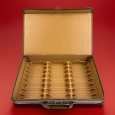 Service Mfg Brown Vinyl 24 Cassette Carry Case Genuine 15 x9 x3.5