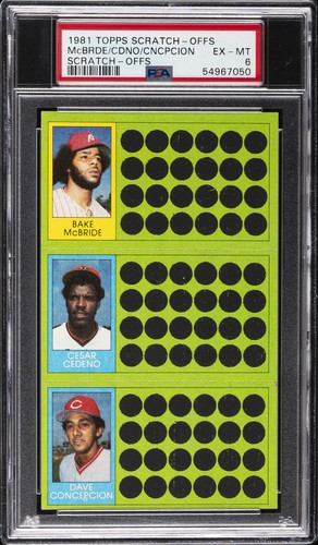 Bake McBride, Cesar Cedeno, Dave Concepcion #58, 77, 95 1981 Topps Scratch Offs card
