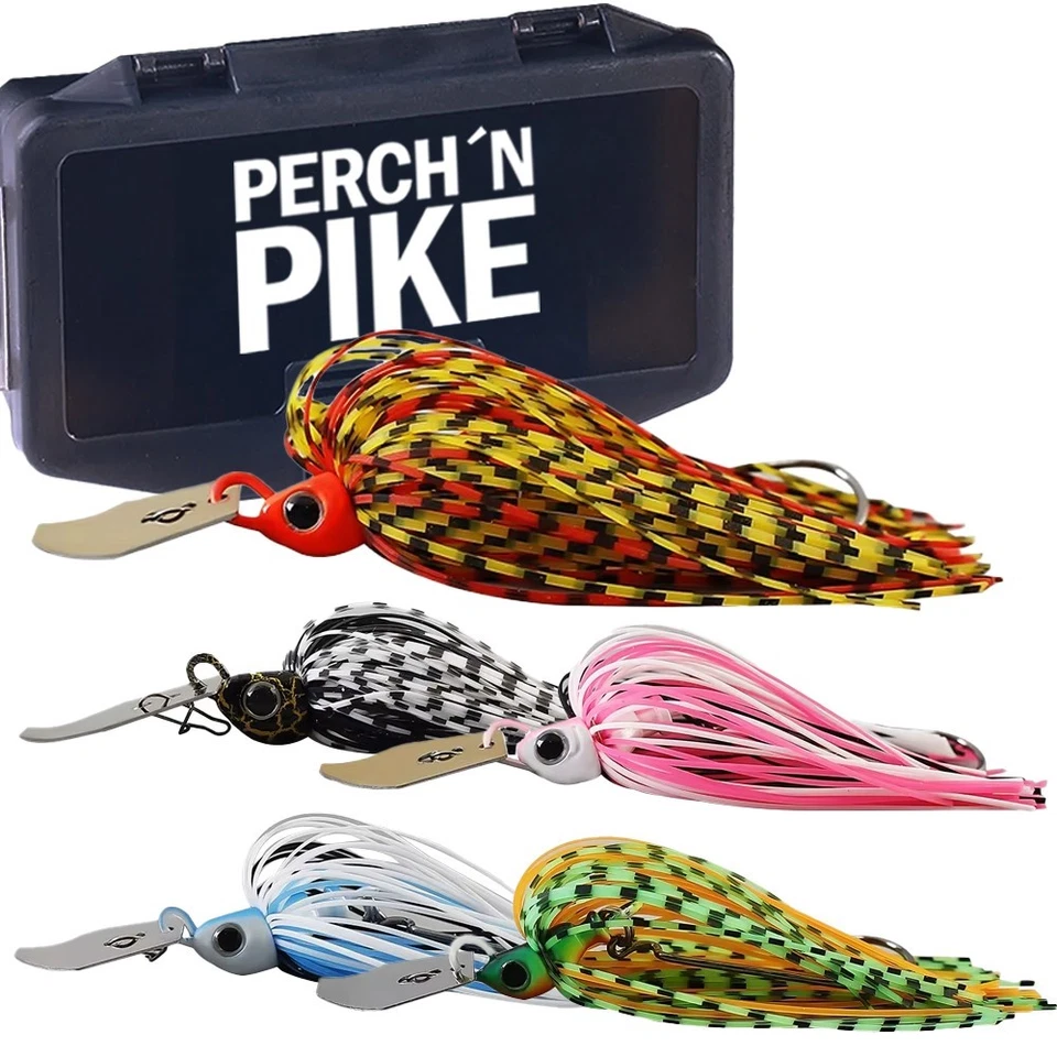 PERCH`N PIKE 5er Chatterbait Set ink. Box I 7g/13g/21g Kunstköder für Hecht, Zander & Barsch