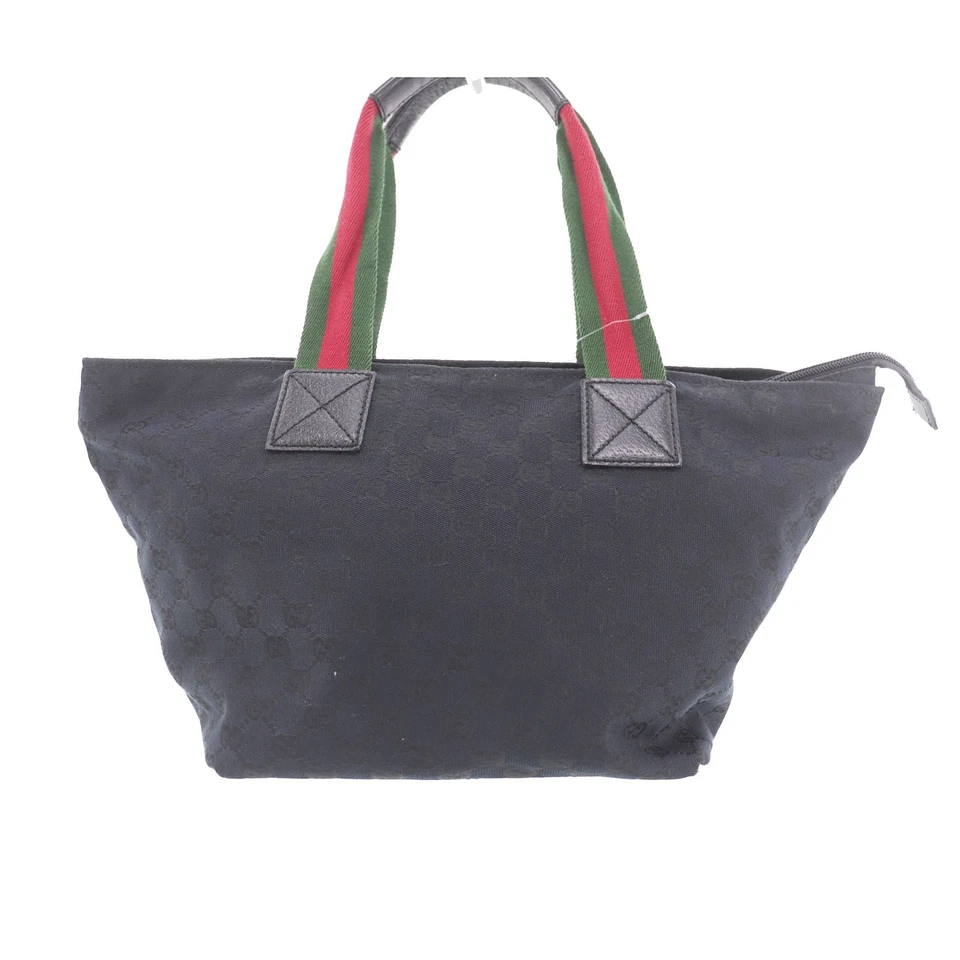 GUCCI Original GG Canvas Web Stripe Used Tote Handbag Black Canvas #BO868 S - Image 4 of 4