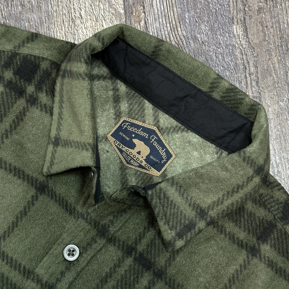 Freedom Foundry Fleece Plaid Shirt Green Black Soft Plush Button Up Men’s XL - Image 4 of 4