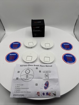 EVA LOGIK Window Alarm System 4 Pack 120dB Vibration Sensor White