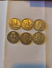 Silver Half Dollars,Circulated, Lot Of 6, (2xs1950), 1951, 1952, 1957, 1964