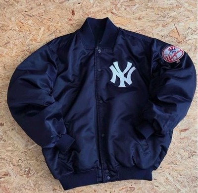 NY Yankees Vintage 90s Athletic Jacket Blue Satin Bomber Style Varsity Jacket