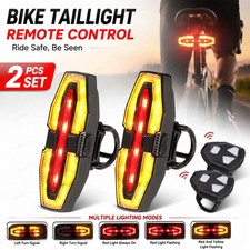 2Pcs Remote Bike Taillight Turn Signal Light Wireless Rear Light Warning Lantern