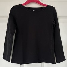 H&M Girls Long Sleeves Black Top Organic Cotton Tshirt 2-4 Yrs 98-104 cm