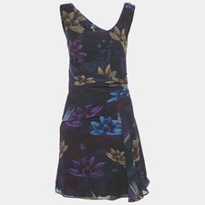 Versace Jeans Couture Multicolour Floral Print Silk Draped Dress S