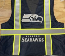 Seattle Seahawks NAVY BLUE REFLECTIVE SAFETY VEST W/SILVER REFLECTIVE LOGO