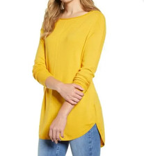 NEW Caslon S Small Seam Detail Shirttail Tunic Sweater Pullover Yellow 69