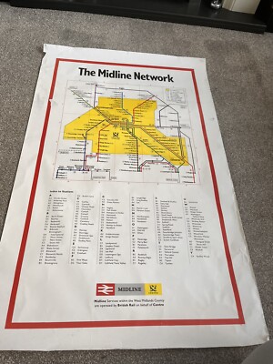 Rare 1990 s The Midline Network CENTRO Railway Station Route Map Poster