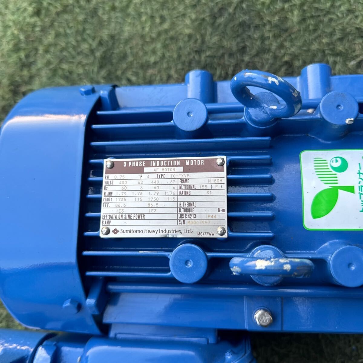 SUMITOMO MOTOR AF MOTOR TC-FXVP .75KW 4P 400V N-80M 1750RPM