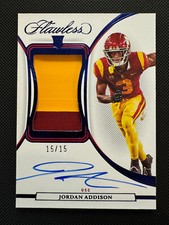 2023 Flawless Collegiate Jordan Addison Rookie Patch Auto On Card /15 Bookend RC