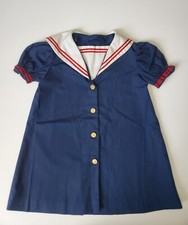 Vintage Hand Made Baby Girl Sailor Dress Toddler 2T Navy