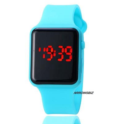 Digitale LED-Armbanduhr rechteckiger Bildschirm Silikonband Herren Damen Kinder UK-Verkäufer
