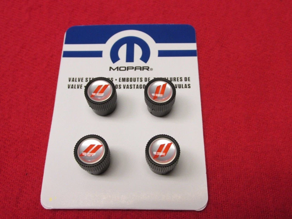 Dodge Ram tire valve stem caps Black And Silver w Dodge Logo NEW OEM MOPAR - Image 3 of 4
