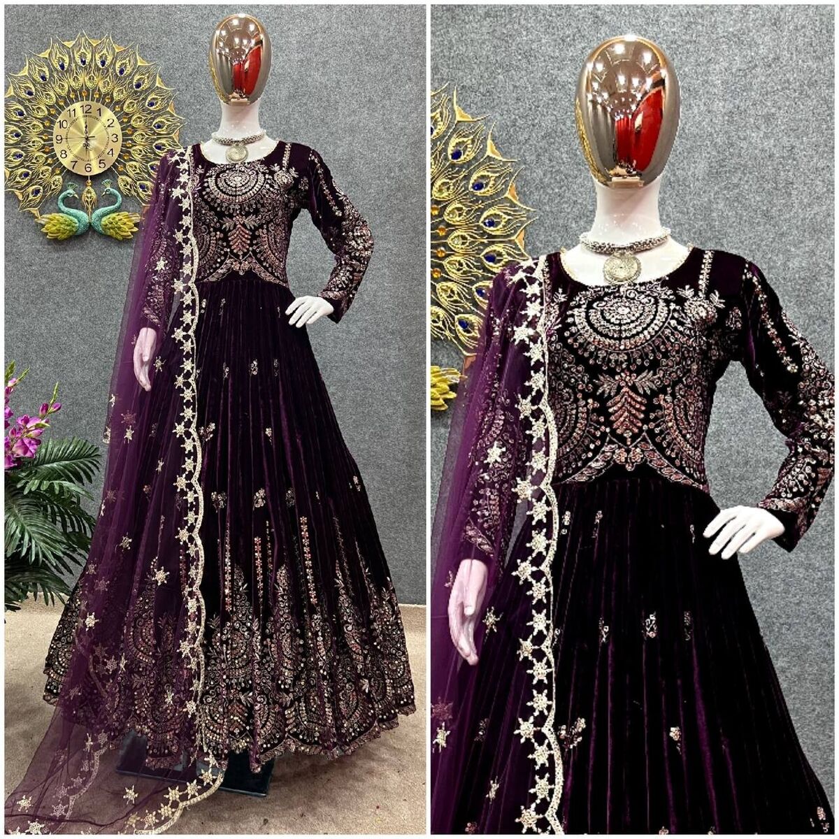 FabricAnarkali - Velvet Dupatta - Organza | Velvet dresses outfit, Velvet  dress designs, Dress indian style